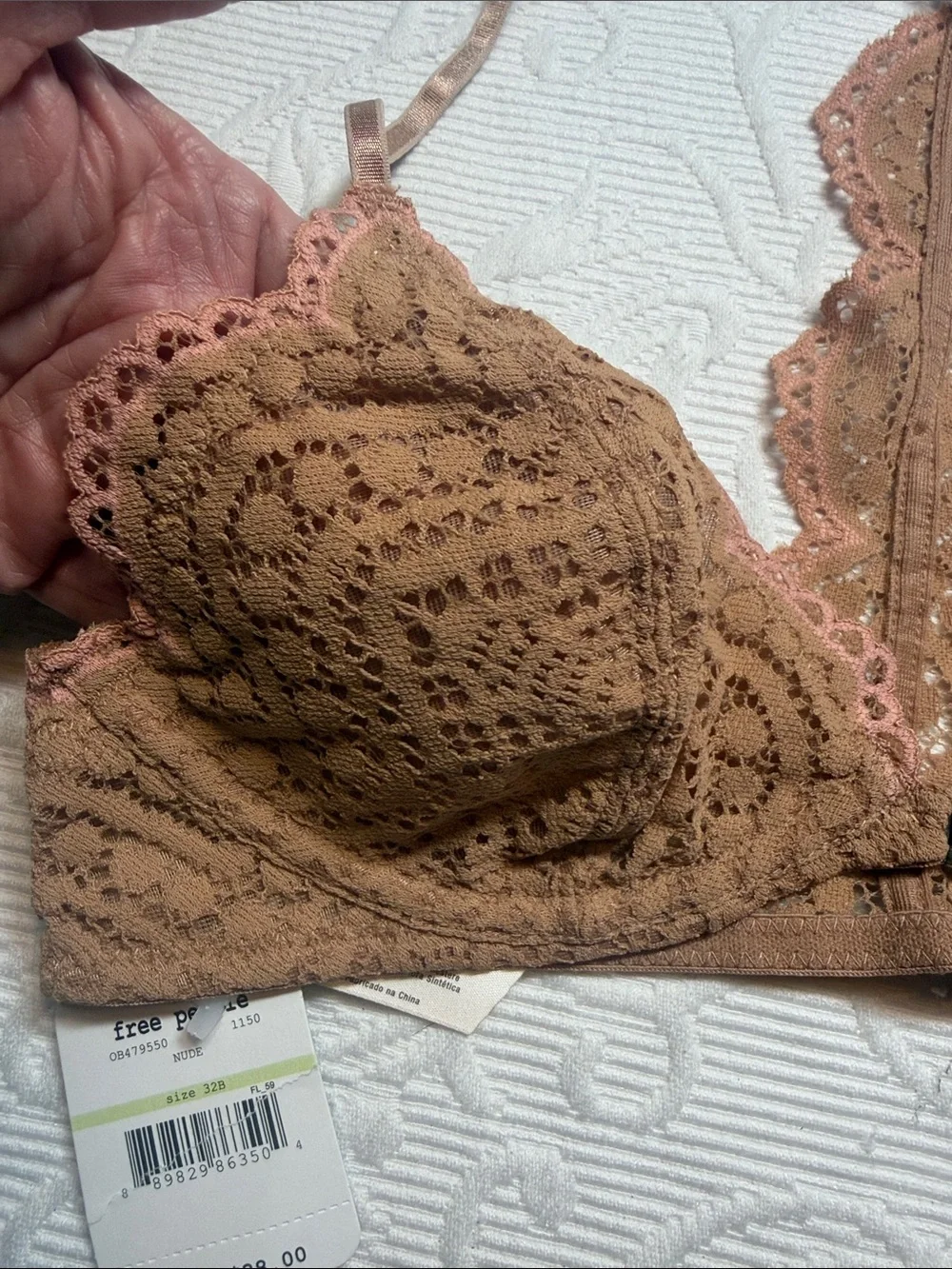 Intimately Free People  Nude 32B Lace Racerback Bralette NWT